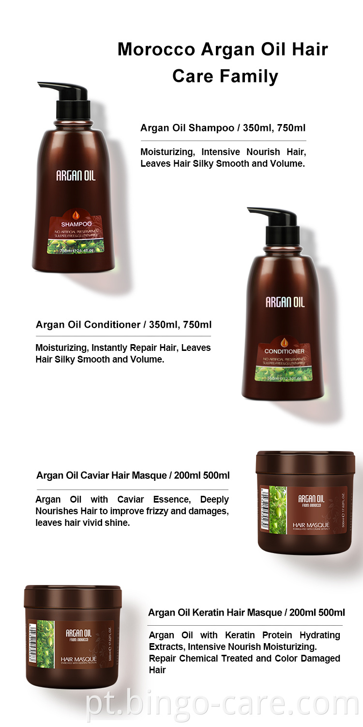 Da GMPC Factory Low MOQ Private Label Natural Argan Oil Shampoo e Condicionador Best Care Hair Organic OEM / ODM